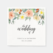 Peach Floral Elegante Wedding Serviette (Vorderseite)