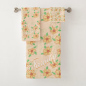 Peach Floral Family Badetuch Set (Insitu)