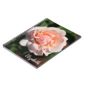 Peach Floral Fotografy Elegante Rose Custom Notizblock (Linke Seite)
