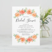 Peach Floral Garden | Brautdusche Einladung (Stehend Vorderseite)