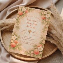 Peach Floral Garden First Birthday 1st Birthday