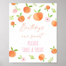 Peach Floral Geburtstag Leckerei Unterschrift Poster
