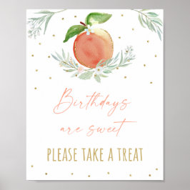Peach Floral Geburtstag Leckerei Unterschrift Poster
