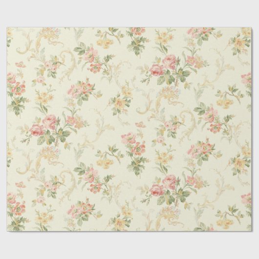 Peach Floral Geschenkpapier (Flach)
