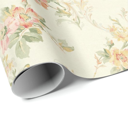 Peach Floral Geschenkpapier (Rolleneckpunkt)