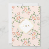 Peach Floral Gold Arch muslimische Hochzeit Einladung (Rückseite)