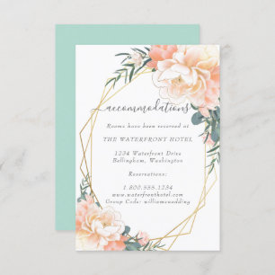 Peach Floral Gold Mint Grünen Hochzeitsunterkunft Begleitkarte