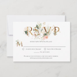 Peach Floral Gold Terrarium Stylisierte UAWG RSVP Karte