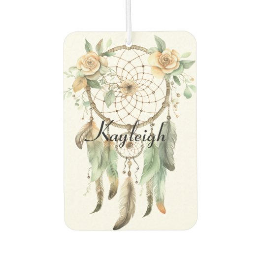 Peach floral Green Dream Catcher Autolufterfrischer (Vorderseite)