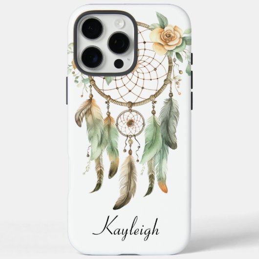 Peach floral Green Dream Catcher Case-Mate iPhone Hülle (Rückseite)