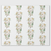 Peach floral Green Dream Catcher Geburtstag Geschenkpapier (Flach)
