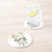 Peach floral Green Dream Catcher Getränkeuntersetzer (Seite)