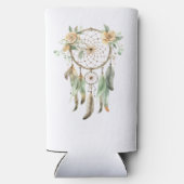 Peach floral Green Dream Catcher Selters Dosenkühler (Rückseite)