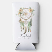 Peach floral Green Dream Catcher Selters Dosenkühler (Vorderseite)