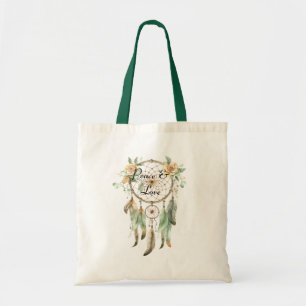 Peach floral Green Dream Catcher Tragetasche