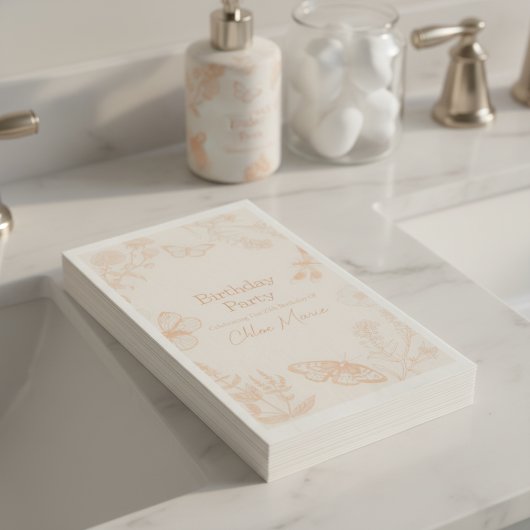 Peach Floral Guest Towels Serviette