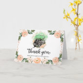 Peach Floral Halloween Baby Dusche Danke Karte (Gelbe Blume)