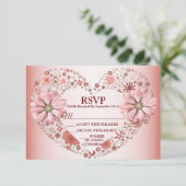 Peach Floral Heart Modern Party RSVP Karte (Stehend Vorderseite)