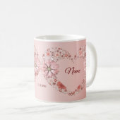 Peach Floral Heart Modern wedding Gift Kaffeetasse (VorderseiteRechts)