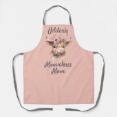 Peach floral highland Kuh Aquarell Schürze (Vorderseite)