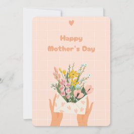 Peach floral Illustriert Mother Day Card Feiertagskarte