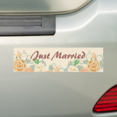 Peach Floral Just Married Autoaufkleber (Auf Auto)