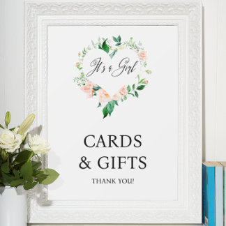 Peach Floral Karten und Geschenke Baby Shower  Poster