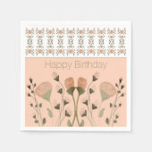 Peach Floral Künstlerisch Serviette (Vorderseite)