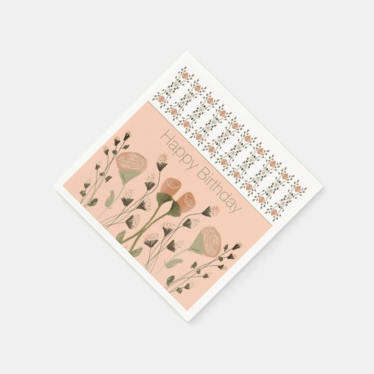 Peach Floral Künstlerisch Serviette (Ecke)