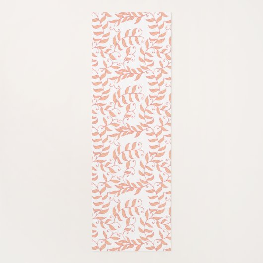Peach Floral Leaf Natural Trendy Monogram Yogamatte (Rückseite)