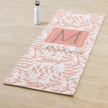 Peach Floral Leaf Natural Trendy Monogram