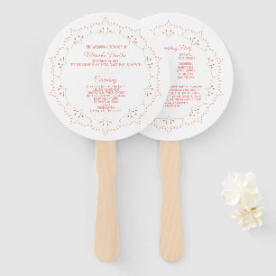 Peach Floral Mandala Circle Wedding Program Fan Fächer