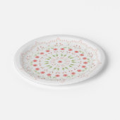 Peach Floral Mandala Papierplatte Pappteller (Schrägansicht)