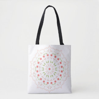 Peach Floral Mandala Tote Bag Tasche