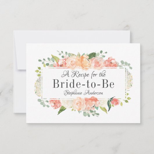 Peach Floral Medley Brautparty Rezept Card (Vorderseite)