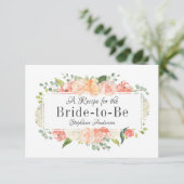 Peach Floral Medley Brautparty Rezept Card (Stehend Vorderseite)