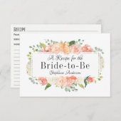 Peach Floral Medley Brautparty Rezept Card (Vorne/Hinten)