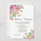 Peach floral Modern Wedding Einladung (Vorderseite)