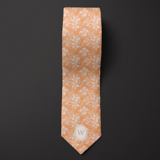 Peach Floral Monogram Krawatte
