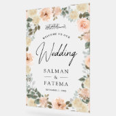 Peach Floral Muslim Wedding Welcome Frosted Acrylschild (Winkel)