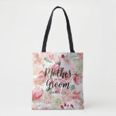 Peach floral Mutter des Bräutigams Mit Monogramm Tasche (Vorderseite)