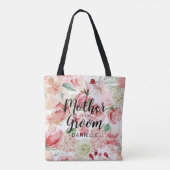 Peach floral Mutter des Bräutigams Mit Monogramm Tasche (Rückseite)