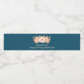 Peach floral Navy Blue Custom Water Flasche Label Wasserflaschenetikett (Einzelnes Label)