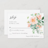 Peach Floral no Meal UAWG V3 RSVP Karte (Vorne/Hinten)
