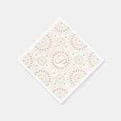 Peach Floral Paper Initial Napkin Serviette (Ecke)