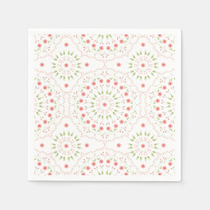 Peach Floral Paper Napkin Serviette