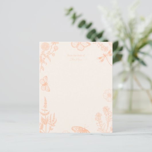 Peach Floral Paper Sheets (Stehend Vorderseite)