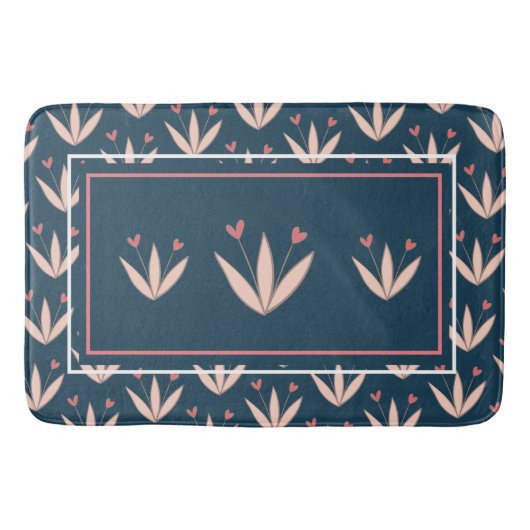 Peach Floral Pattern Badematte (Vorderseite)