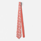 Peach Floral Pattern Custom Necktie Krawatte (Vorderseite)