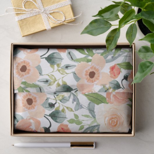 Peach Floral Pattern Seidenpapier (Geschenk)